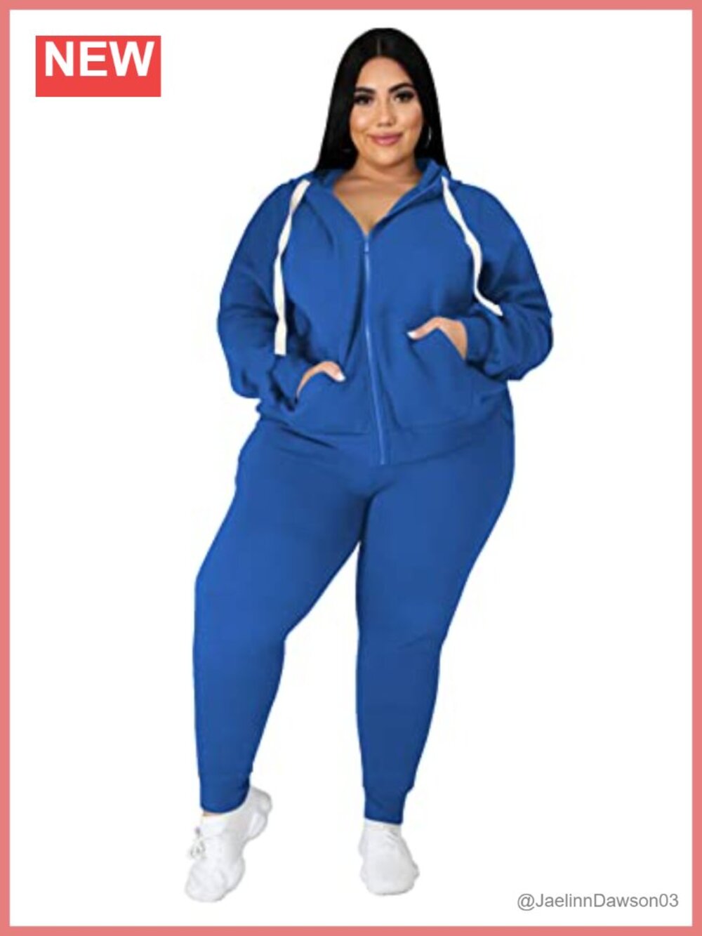 Plus Size 2 Piece Sweatsuit Set Long Sleeve Zip Hoodie & Sweatpants